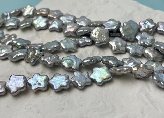 11 mm AAA Very Rare Gray Color Rounded Star Shape Freshwater Coin Pearl Beads Genuine High Luster Star Coin Pearls #P2818
