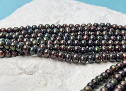 3.5-4mm AAA Half Strand Large Hole Brown Peacock Freshwater Pearl Beads Hole Size 1.2mm Genuine Large Hole Freshwater Pearls #P2819