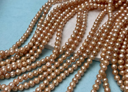 3.5-4mm AAA Half Strand Large Hole Light Champagne Freshwater Pearl Beads Hole Size 1.2mm Genuine Large Hole Freshwater Pearls #P2820