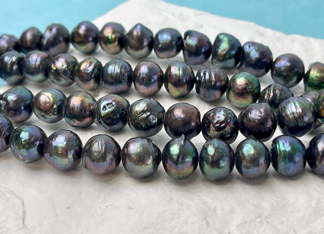 10-12 mm Dark Peacock Baroque Freshwater Pearl Beads Genuine Cultured Baroque Edison Pearls #P2823