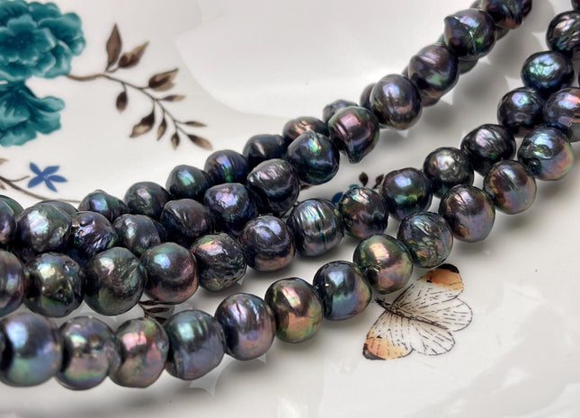10-12 mm Dark Peacock Baroque Freshwater Pearl Beads Genuine Cultured Baroque Edison Pearls #P2823