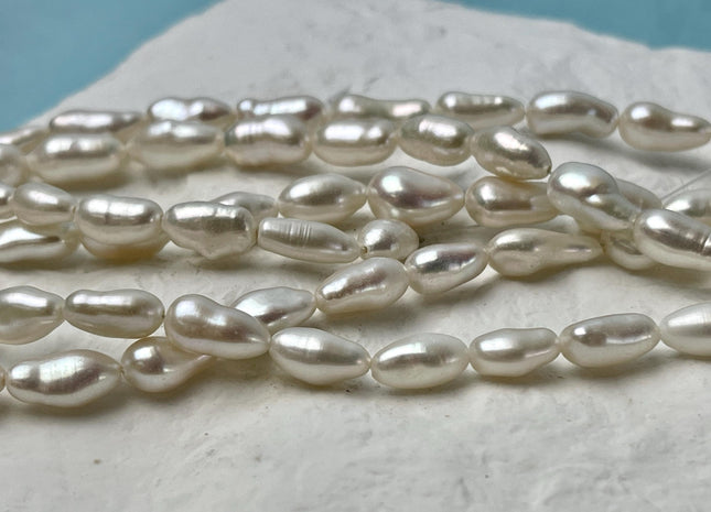 6-7x10-15 mm AAA Natural White Keshi Rice Nugget Freshwater Pearl Beads Genuine High Luster Smooth Keshi Pearls #P2821