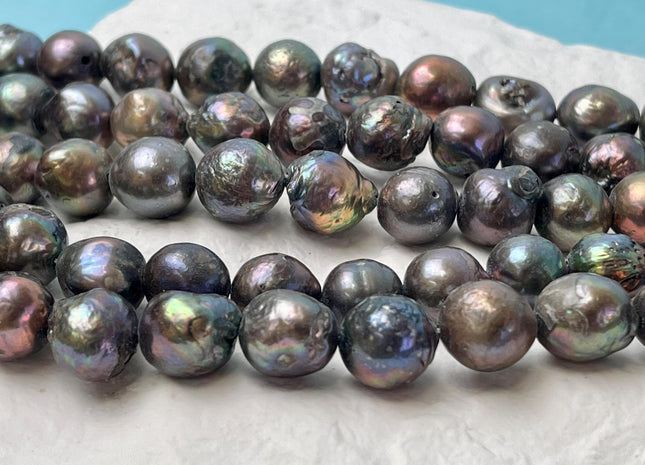 10-12 mm Grayish Peacock Baroque Freshwater Pearl Beads Genuine Cultured Baroque Edison Pearls B grade #P2824