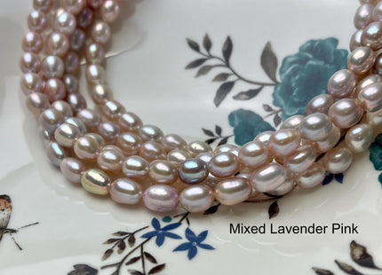 6.5-7x8-9 mm AAAA Natural Mauve Pink Rice Freshwater Pearl Beads Genuine High Luster Freshwater Pearls 46 Beads #P2531