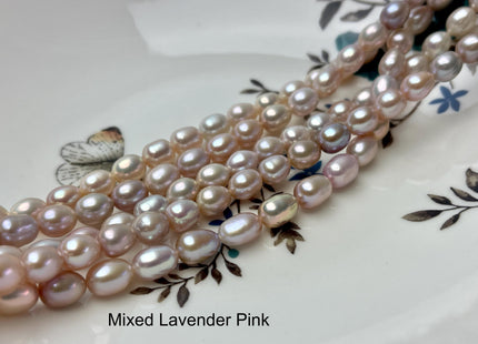 6.5-7x8-9 mm AAAA Natural Mauve Pink Rice Freshwater Pearl Beads Genuine High Luster Freshwater Pearls 46 Beads #P2531