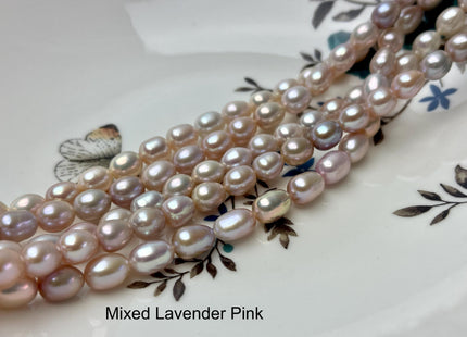 6.5-7x8-9 mm AAAA Natural Mauve Pink Rice Freshwater Pearl Beads Genuine High Luster Freshwater Pearls 46 Beads #P2531