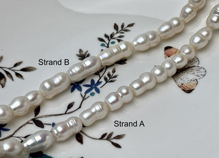 7-8x11-12 mm AAA Peanut Shape Natural White Color Freshwater Pearl Beads Genuine Very Rare Freshwater Baroque Peanut Pearl 32 Pieces #P1371
