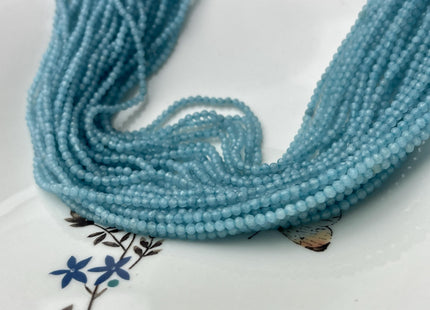 2-2.5 mm Faceted Round Tiny Aquamarine Gemstone Loose Beads 13 Inches Strand #4530