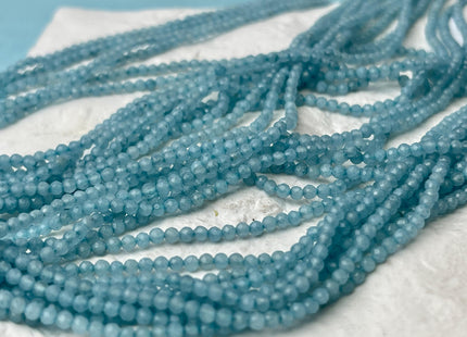 2-2.5 mm Faceted Round Tiny Aquamarine Gemstone Loose Beads 13 Inches Strand #4530