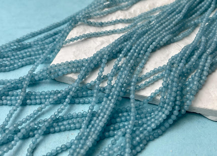 2-2.5 mm Faceted Round Tiny Aquamarine Gemstone Loose Beads 13 Inches Strand #4530