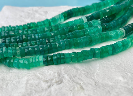 6mm 7mm Faceted Rondelle Heishi Tire Green Onyx Gemstone Beads Genuine Gemmy Quality Green Onyx Loose Beads 16 Inches #4531