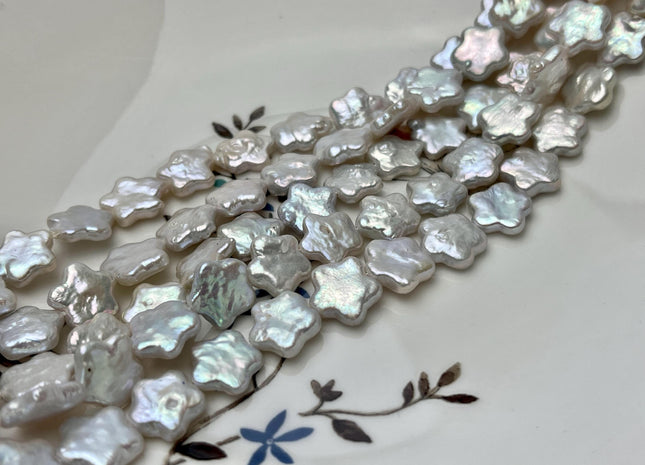 11 mm AAA Very Rare White Color Rounded Star Shape Freshwater Coin Pearl Beads Genuine High Luster Star Coin Pearls #P2853