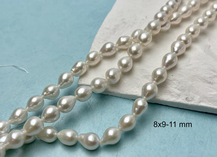7-8x9mm AAAA Natural White Freshwater TearDrop Baroque Edison Pearl Genuine Natural Super High Luster Akoya Quality Freshwater Pearls #1668