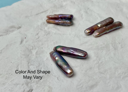 One Pair 6x24-25 mm AAA Rare Natural Dark Mauve Pink Long Stick Pearl Earring Genuine High Luster Top Drilled Matching DIY Earring #P2830