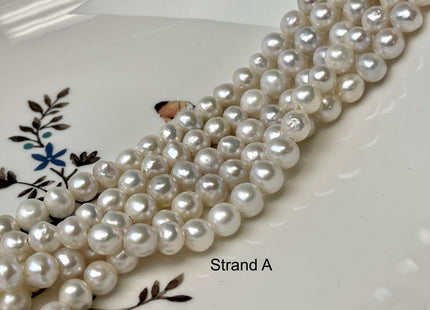 7 mm AAA Rare Half Strand Natural White Edison Pearls Genuine High Luster Small Baroque Pearl Hole Size 1.5mm 29 Beads #P2831