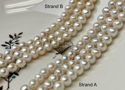 7 mm AAA Rare Half Strand Natural White Edison Pearls Genuine High Luster Small Baroque Pearl Hole Size 1.5mm 29 Beads #P2831