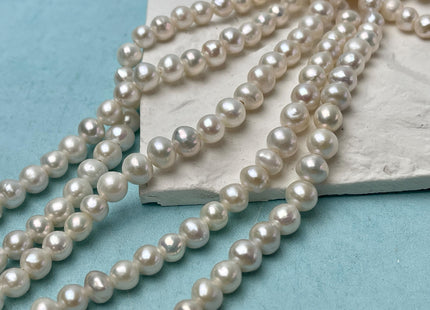 7 mm AAA Rare Half Strand Natural White Edison Pearls Genuine High Luster Small Baroque Pearl Hole Size 1.5mm 29 Beads #P2831