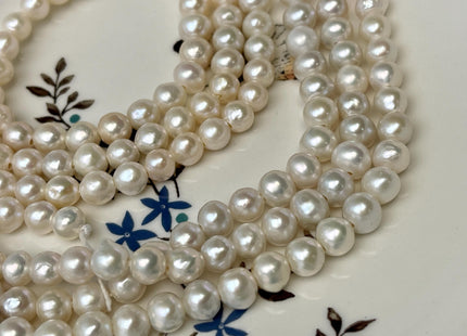 7 mm AAA Rare Half Strand Natural White Edison Pearls Genuine High Luster Small Baroque Pearl Hole Size 1.5mm 29 Beads #P2831