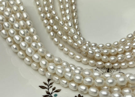 4-5x5-6 mm AA Natural White Rice/Oval Freshwater Pearl Genuine Natural Small White Pearl Beads #P2852
