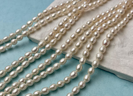 4-5x5-6 mm AA Natural White Rice/Oval Freshwater Pearl Genuine Natural Small White Pearl Beads #P2852
