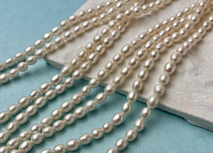4-5x5-6 mm AA Natural White Rice/Oval Freshwater Pearl Genuine Natural Small White Pearl Beads #P2852