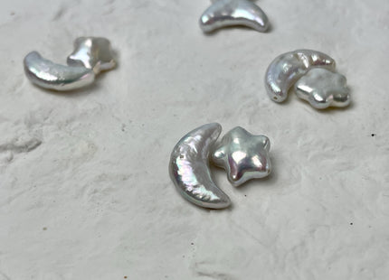 One Pair 12mm/17mm AAA Rare Natural White Moon And Star Pearl Genuine High Luster Top Drilled Pearl For DIY Earring And Pendant #P2833