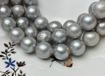 12-14 mm Half Strand Large Hole Gray Baroque Pearl Hole Size 2.2mm Rare Edison Pearl Genuine Jumbo Baroque Pearl 14 Beads #1138