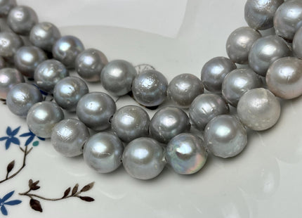 12-14 mm Half Strand Large Hole Gray Baroque Pearl Hole Size 2.2mm Rare Edison Pearl Genuine Jumbo Baroque Pearl 14 Beads #1138