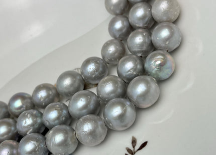 12-14 mm Half Strand Large Hole Gray Baroque Pearl Hole Size 2.2mm Rare Edison Pearl Genuine Jumbo Baroque Pearl 14 Beads #1138