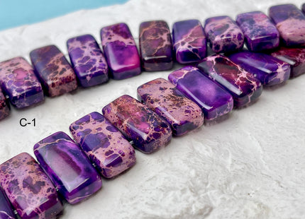 10x20 mm Double Drilled Impression Jasper Rectangle Shape Sea Sediment Jasper Beads Rainbow Pink Green Turquoise Blue Purple Color #4533