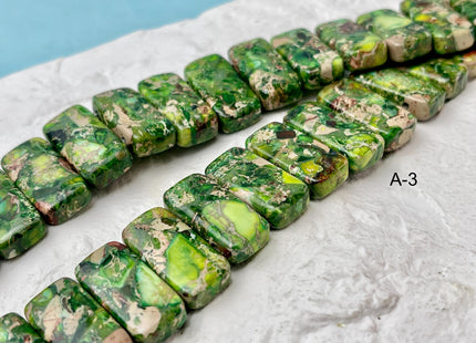10x20 mm Double Drilled Impression Jasper Rectangle Shape Sea Sediment Jasper Beads Rainbow Pink Green Turquoise Blue Purple Color #4533