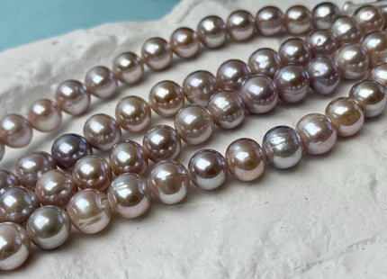 9-10 mm AA Half Strand Extra Shiny Large Hole Natural Mauve Pink Off Round Freshwater Pearl Beads Hole Size 2.2mm 21 Beads #P2834