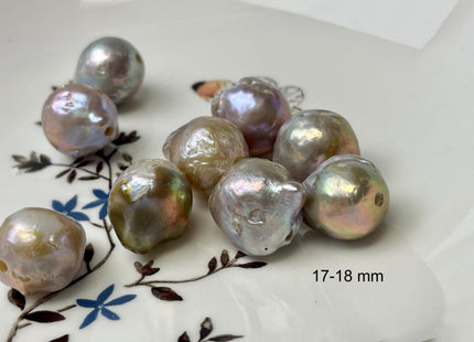 One-Of-A-Kind 14x18-20 mm AAA Large Hole Jumbo Natural Pink Baroque Pearl Beads 2.0mm Hole Natural Iridescent Color Baroque Pearl Beads #526