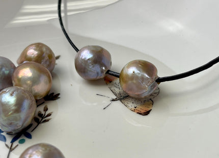 One-Of-A-Kind 14x18-20 mm AAA Large Hole Jumbo Natural Pink Baroque Pearl Beads 2.0mm Hole Natural Iridescent Color Baroque Pearl Beads #526