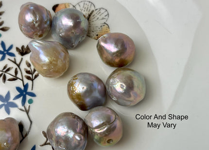 One-Of-A-Kind 14x18-20 mm AAA Large Hole Jumbo Natural Pink Baroque Pearl Beads 2.0mm Hole Natural Iridescent Color Baroque Pearl Beads #526
