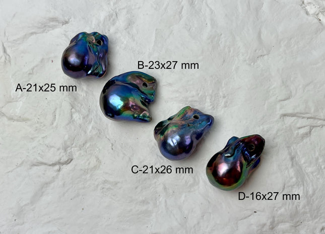 ONE Piece 14-21x24-28 mm AAA Large Hole Jumbo Peacock Baroque Pearl Beads Hole Size 2.2mm Genuine High Luster TearDrop Baroque #P2832