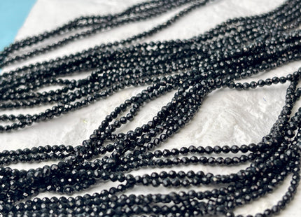2 mm Faceted Round Tiny Black Spinel Gemstone Beads 13 Inches strand #2026
