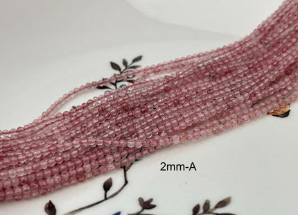 2 mm Faceted Round Tiny Pink Strawberry Quartz Gemstone Beads 13 Inches Strand #2510
