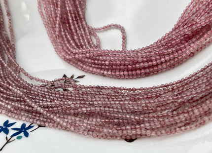 2 mm Faceted Round Tiny Pink Strawberry Quartz Gemstone Beads 13 Inches Strand #2510
