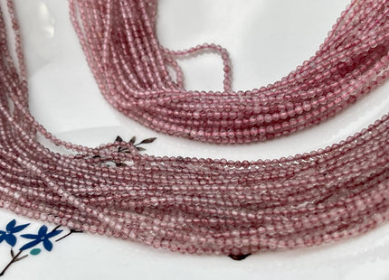 2 mm Faceted Round Tiny Pink Strawberry Quartz Gemstone Beads 13 Inches Strand #2510