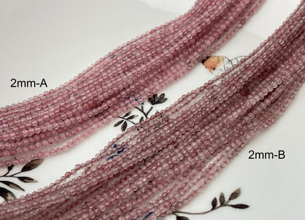 2 mm Faceted Round Tiny Pink Strawberry Quartz Gemstone Beads 13 Inches Strand #2510