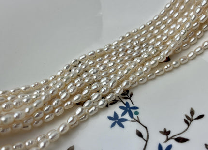 2.5x3-4 mm Natural White Rice / Oval Freshwater Pearl High Luster Freshwater Pearls Beads Small White Seed Pearl Beads #1380
