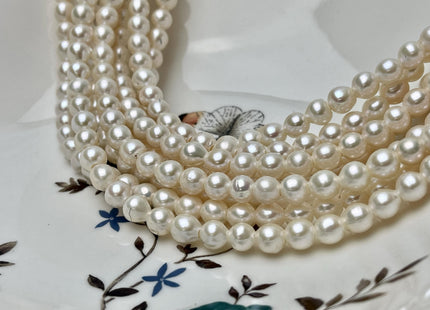 6.5-7mm AAA Rare Half/Full Strand Natural White Edison Pearls Genuine High Luster Off Round Edison Pearl Hole Size 2.1mm #P2859