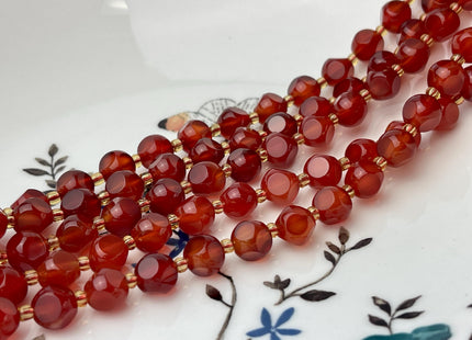 6mm 8mm Faceted Star Cut Red Carnelian Gemstone Beads 15 Inches Strand #4198