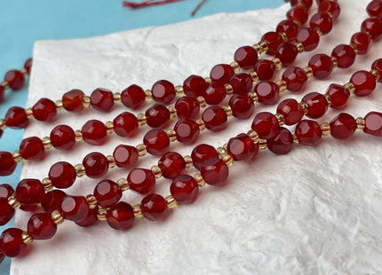 6mm 8mm Faceted Star Cut Red Carnelian Gemstone Beads 15 Inches Strand #4198