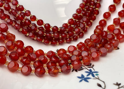6mm 8mm Faceted Star Cut Red Carnelian Gemstone Beads 15 Inches Strand #4198