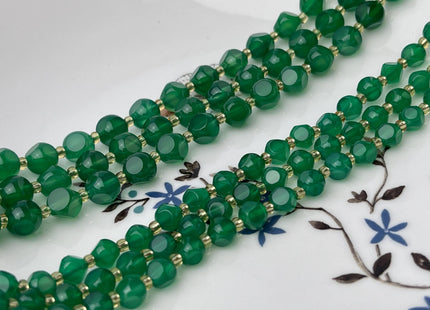 6mm 8mm Faceted Star Cut Green Onyx Gemstone Beads 15 Inches Strand #4538