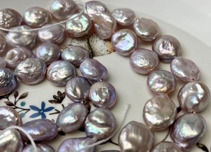 11-12mm AA Half Strand Natural Dark Mauve Purple Pink Large Hole Coin Freshwater Pearl Hole Size 1.5mm 14 Beads #P2836