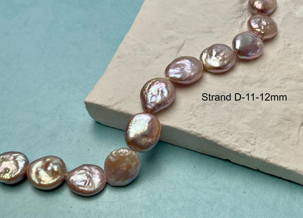 11-12mm AA Half Strand Natural Dark Mauve Purple Pink Large Hole Coin Freshwater Pearl Hole Size 1.5mm 14 Beads #P2836