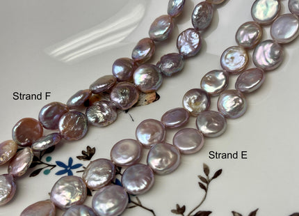 11-12mm AAA Half Strand Natural Dark Mauve Purple Pink Large Hole Coin Freshwater Pearl Hole Size 1.5mm 14 Beads #P2836